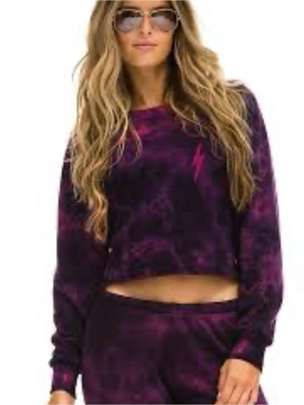 Aviator Nation Tie-Dye Lightning Bolt Cropped Sweatshirt size XS